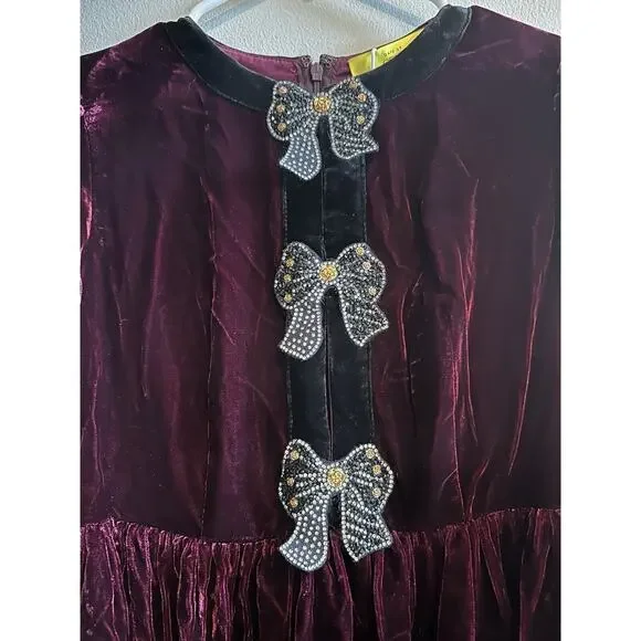 ESME THE GREAT GATSBY VELVET MIDI DRESS Size Small Whimsy Goth Holiday Keyhole - Picture 2 of 12